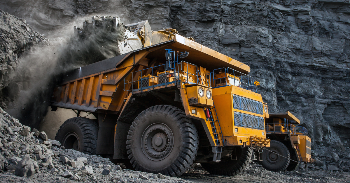 mining truck in a coal mine loading coal